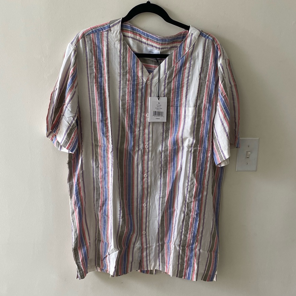 NWT Onia Men’s Luca Shirt in Istanbul Stripe - Picture 2 of 6